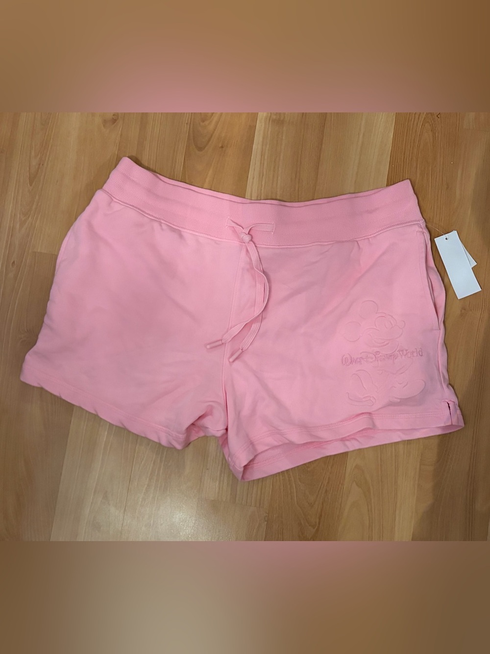 NWT Walt Disney World 2025 Pink Mickey Embossed Athletic Short Cotton Bld Size L